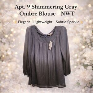 Apt. 9 Shimmering Gray Blouse New Never Worn